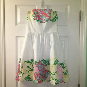 Lilly Pulitzer White Floral Strapless Dress